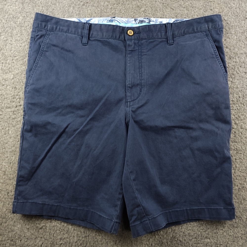 Tommy Bahama Shorts Mens 38x10 Chino Navy Blue Cotton Blend EUC